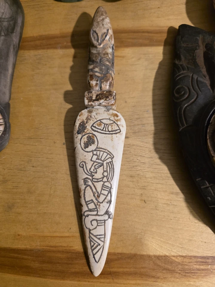 Ojuelos de Jalisco Artefacto Pre-Maya 10" Antigua Piedra Alienígena Daga de Sacrificio Foto 3 de 4