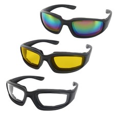 Gafas de motociclismo acolchadas amarillas transparentes ahumadas