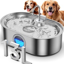 3.4Gal Dog Water Fountain Large Dogs 13L Stainless Steel Large Pet Fountain W/