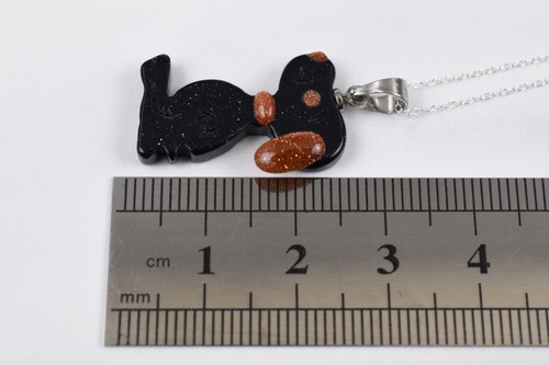 Sterling Silver Blue Goldstone Dog Pendant with 18 in Chain Sparkle - Picture 4 of 14