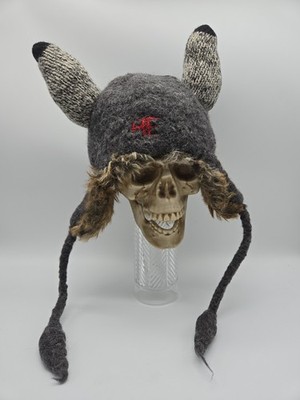 Y2K American Eagle Trapper Viking Hat W/Horns Wool-Alpaca Ear Flap One Size Read