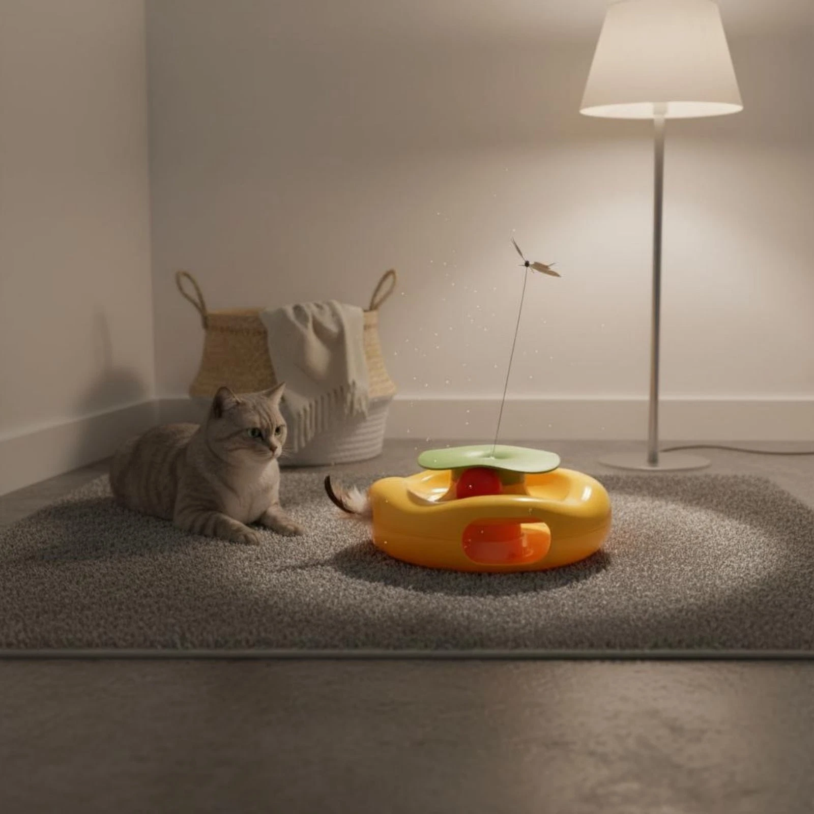 Flutterer Follow Toy Interactive Electric Flutterer Feline Toy Replaceable Head