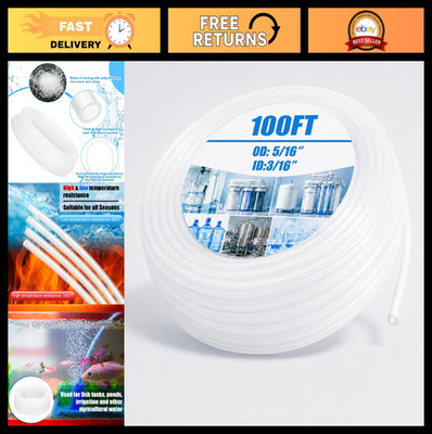 #ad 100ft Food Grade Polyethylene Tubing 5 16quot; OD 3 16quot; ID Clear Hose for Brewing $41.59