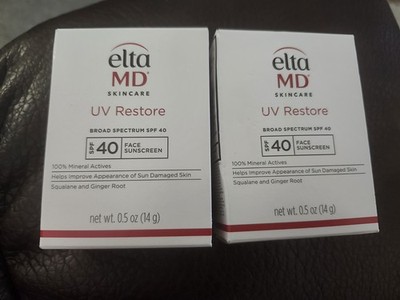 Two Elta MD UV Restore Broad-Spectrum SPF 40 - Travel size - BNIB  .5 Oz 