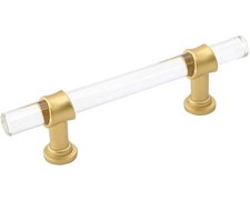 5 Pack 5 Inch Kitchen Cabinet Handles Gold Drawer Pulls Crystal Acrylic Brushed
