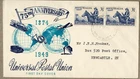Australia 1949 WW UPU Pair FDC Cover Banner Printing Variety