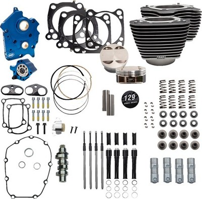 S&S 129'' Oil Cooled Power Pack Kit w/Chain Drive Black w/Highlights/Black