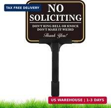 No Soliciting Sign for House with Adjustable Height Stake Set-14x10 Inch/42 Inch