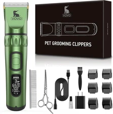 Dog Hair Clippers 3-Speed Heavy Duty Cordless Electric Dog Grooming Kit (Green)