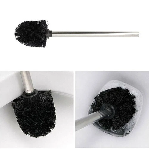 2x Stainless Steel Toilet Brush Set Bathroom Loo Cleaning Brush Sturdy Bristles - Picture 3 of 7