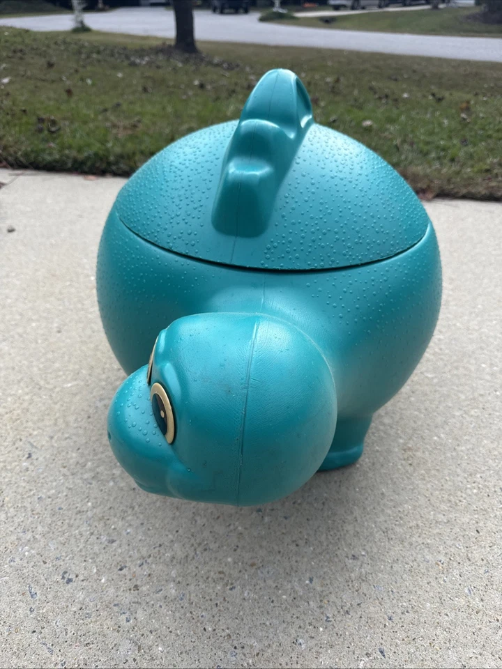 Caja de almacenamiento Rubbermaid vintage dinosaurio verde azulado caja de juguetes Foto 3 de 4