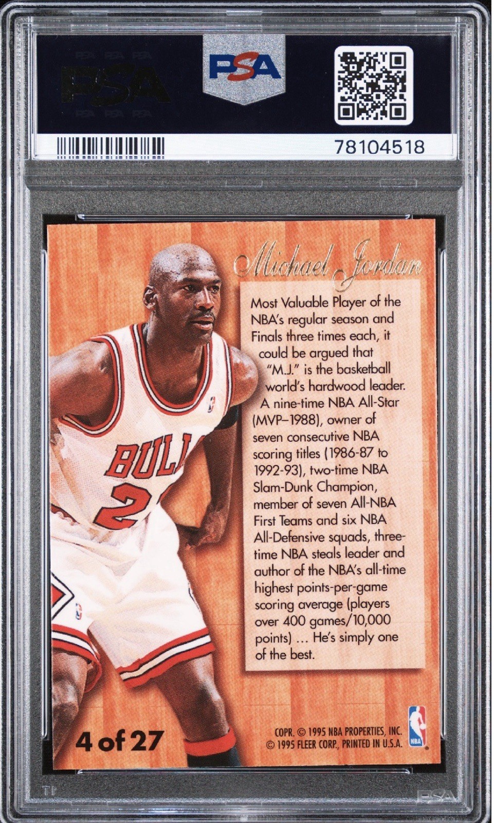 1995-96 Fleer - Flair Hardwood Leader Michael Jordan #4 view 2