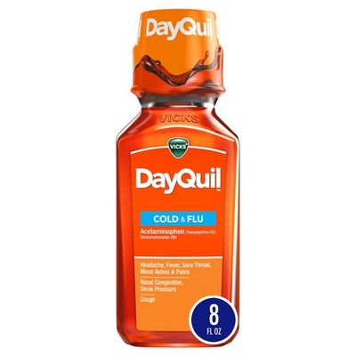 Vicks DayQuil Cold and Flu Relief Liquid Medicine, 8 Fl Oz (Pack of 1) 