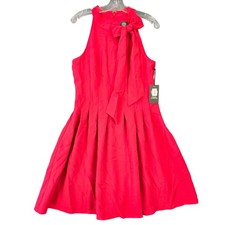 Vince Camuto Red Dress NEW $128 Midi Stretch Sleeveless Aline Macys Women 14 Zip