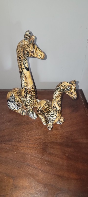 La Vie Safari Collection Decoupage Patchwork Glazed Ceramic Giraffe Figurine #1