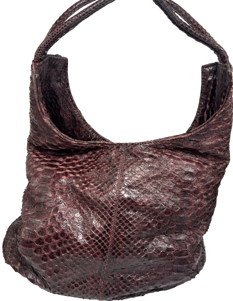 Auténtico bolso hobo vintage de piel de serpiente de pitón artesanal hecho a mano Milán Ita Foto 3 de 4
