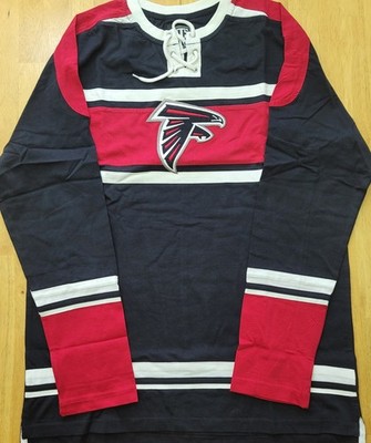 NFL Atlanta Falcons OTS Men's Medium Lacer-Up Pullover Black/Red/W/NEW 