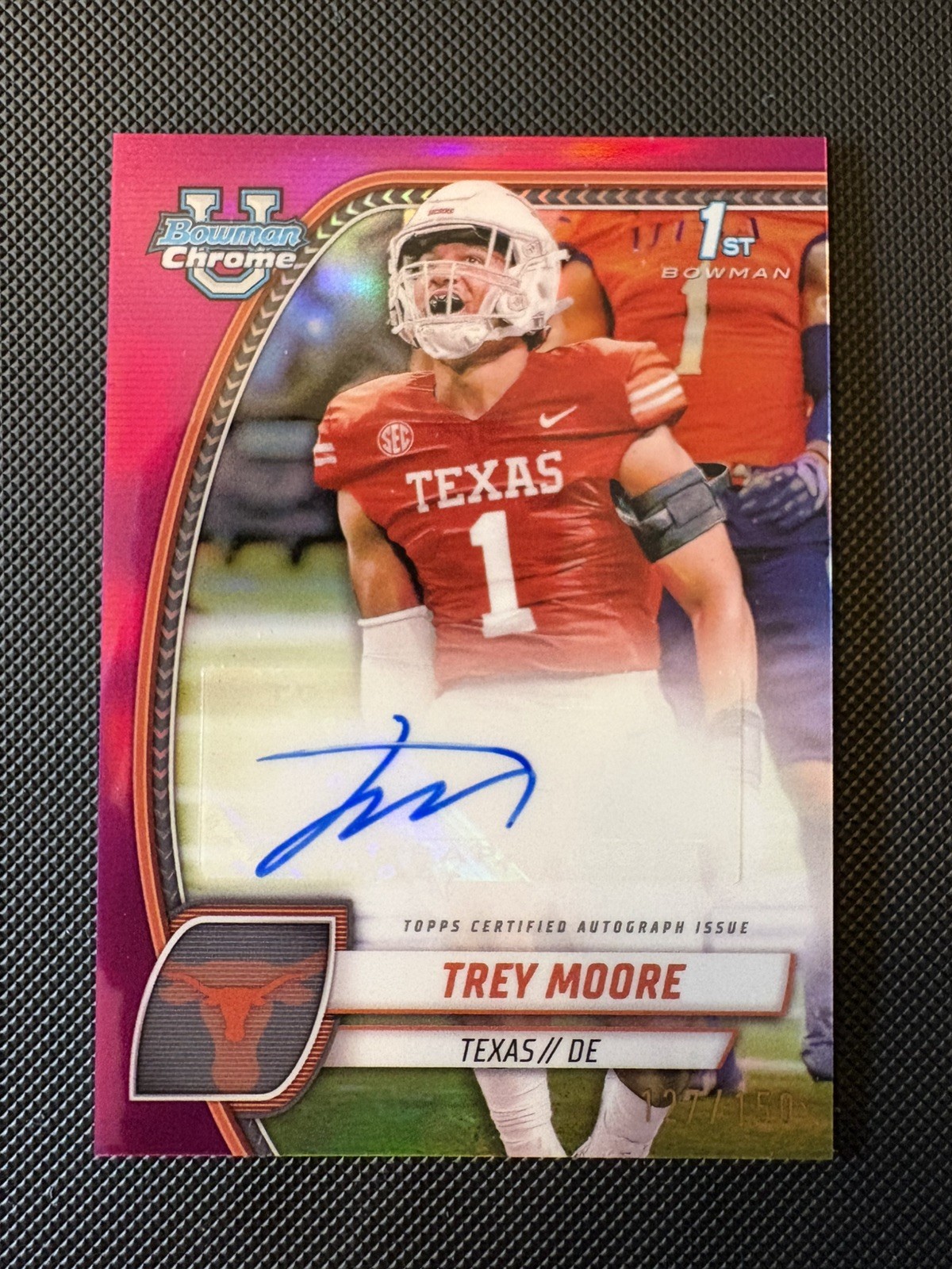 2024 Bowman Chrome U Trey Moore Prospect Auto Fuchsia Refractor #PA-TMO /150