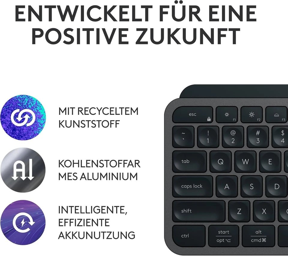 Logitech MX Keys S Keyboard RF Wireless + Bluetooth QWERTZ (DE-Layout) - Bild 3 von 4