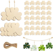 40 Pcs 3.5" Wooden Shamrock Ornaments to Paint, St. Patrick'S Day Decoration Cut