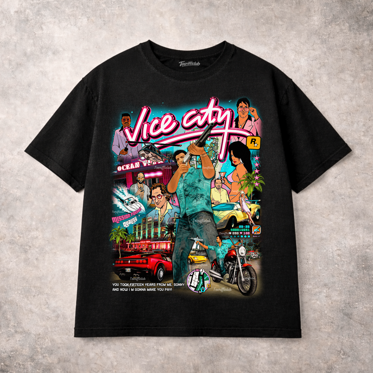GTA Vice City Graphic T Shirt Retro Video Game 80s Miami Unisex