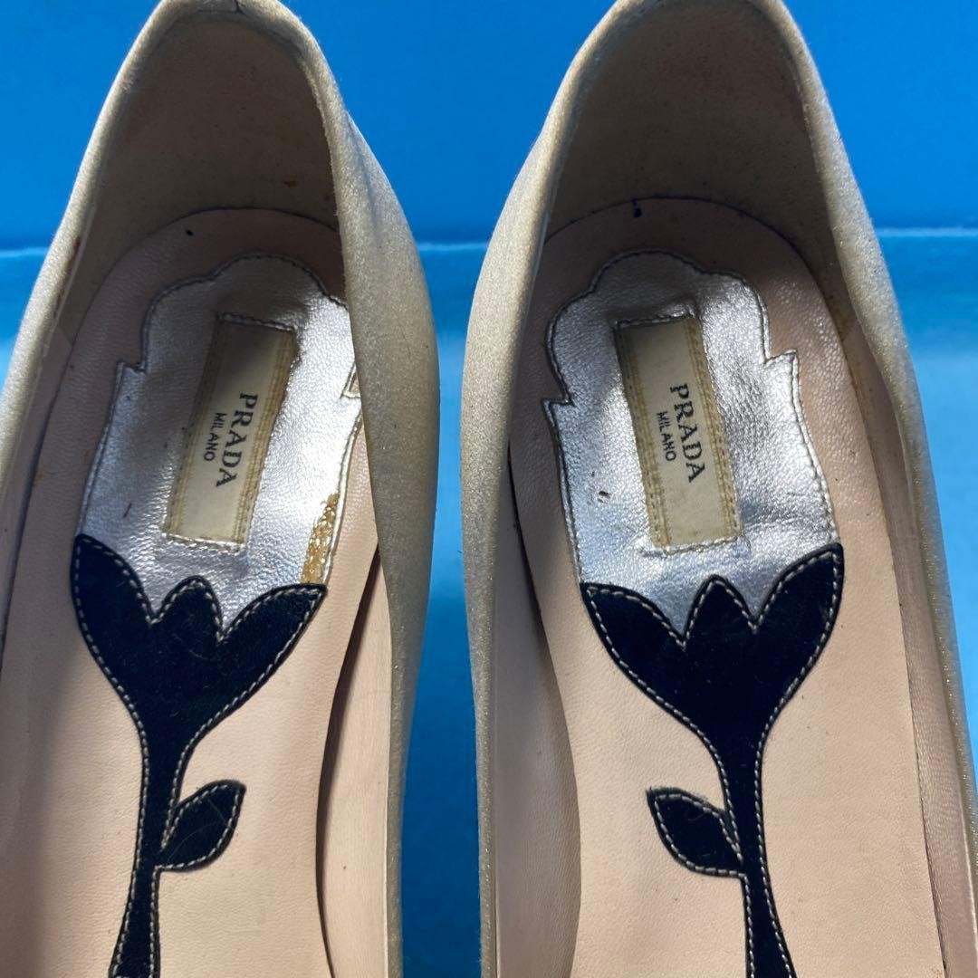 PRADA Women's Heel Pumps Size:35.5/JP:22.5 Leather Gold From Japan 135157K Auth thumbnail 3