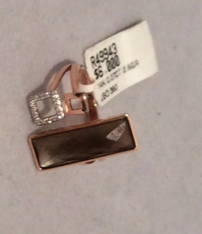 Anillo oro rosa 14k con diamantes y topacio ahumado Foto 3 de 4