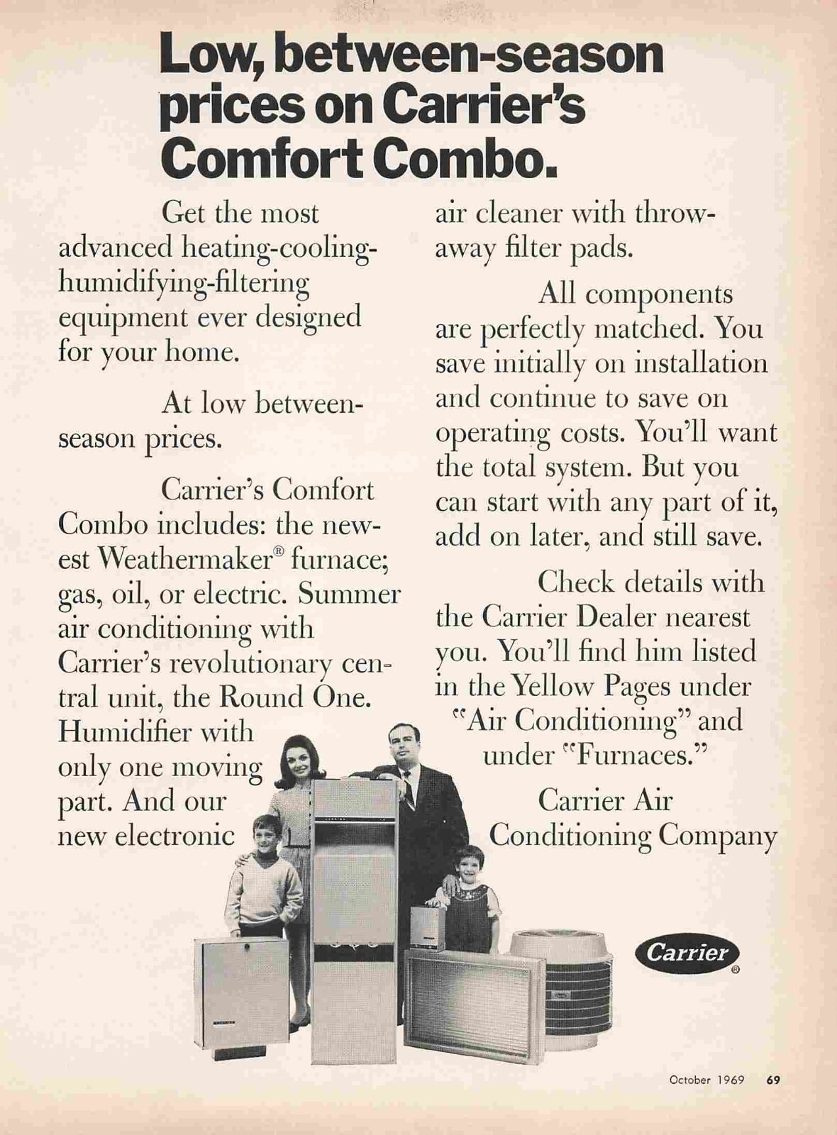 Carrier Heating Cooling Air Conditioning Page Advertisement Paper Print Ad  8x11 | eBay
