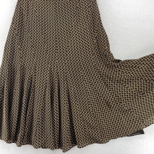 JONES NEW YORK Skirt 10 Silk Crepe Paneled Flare Polka Dot Knee Length Brown Vtg - Picture 6 of 10
