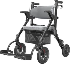 Walkers for Seniors,2 in 1 Rollator Transport Chair,Lightweight Foldable