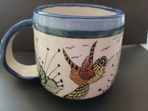 Signed Ceramic Wild Bird Mug From Guatemala