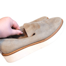 Vince Women's Light Grey Suede Slip On Loafers Size US 5.5