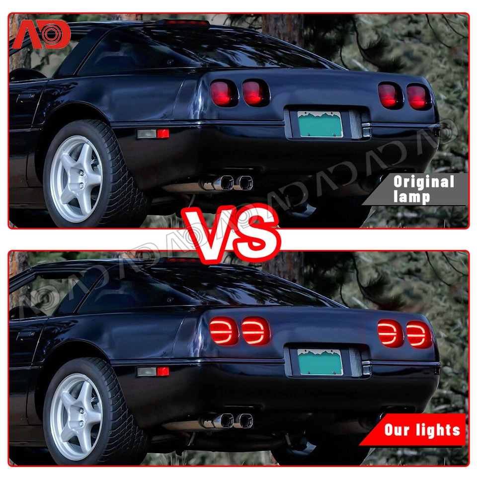 For 1990-1996 Chevrolet Corvette C4 LED Brake Tail Lights RED lens Red Light - Изображение 3 из 4