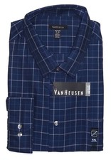 NEW Van Heusen Men  s Classic-Fit Shirt Long Sleeve Premium No Iron NWT Dark Blue