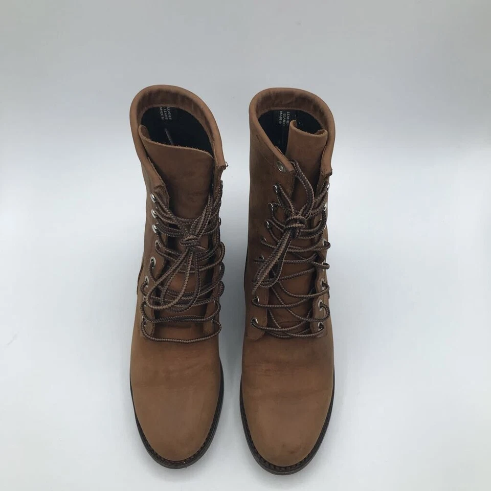 Dan Post Womens Combat Boots Brown Leather Mid Calf Low Heel Lace Up 5 M - Image 4 of 4