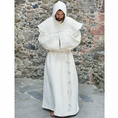 Renaissance Men Medieval Priest Monk Robe+Hooded Shawl Halloween Cosplay Costume - Bild 4 von 16