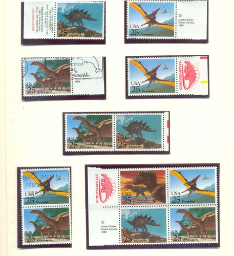 USA 2422-2425 Prehistoric animals mint, used, blocks - Picture 3 of 5