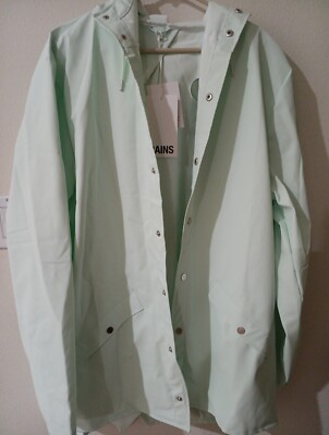 RAINS Long Jacket Adult XL Mineral Mint Green Waterproof Jacket New With Tags