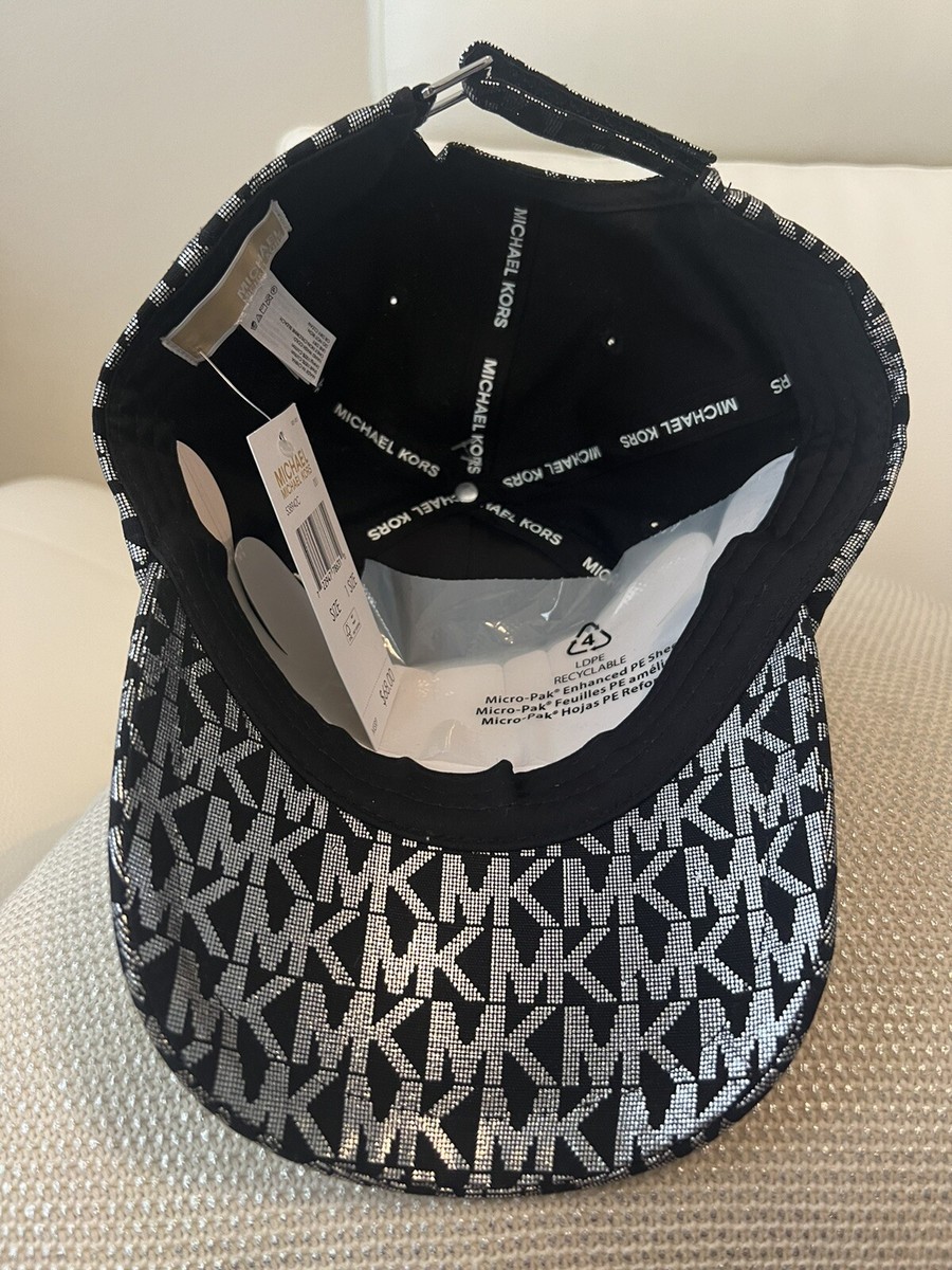 Michael Kors Printed MK Logo Adjustable Cap Hat Black/Silver  display picture 1