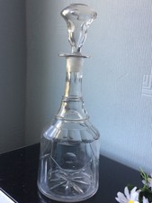 Vintage Glaskaraffe klar hochgeschlossen Whisky Flasche Pressglas Stopfen 850ml