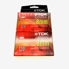 NOS 2pk TDK MP Premium High Grade 120 8mm Camcorder Video Tapes P6-120MP