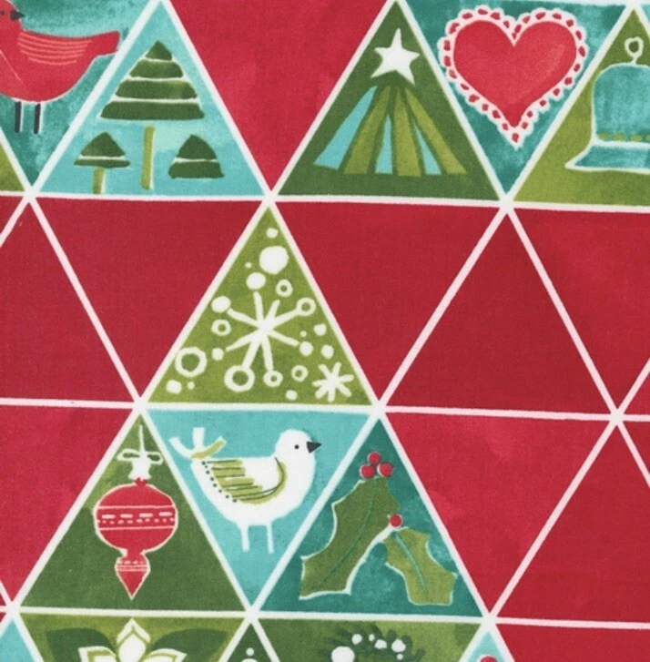 Tela geométrica de algodón carmesí con mosaico de árbol de Navidad invernal Fat Quarter Moda Foto 2 de 4