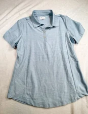 Greg Norman Play Dry Womens Golf Top Blouse Size Large Soft Blue Polo Size M