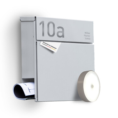 Radius  Designer Briefkasten Edelstahl - Letterman 6 Weiß - Personalisierbar