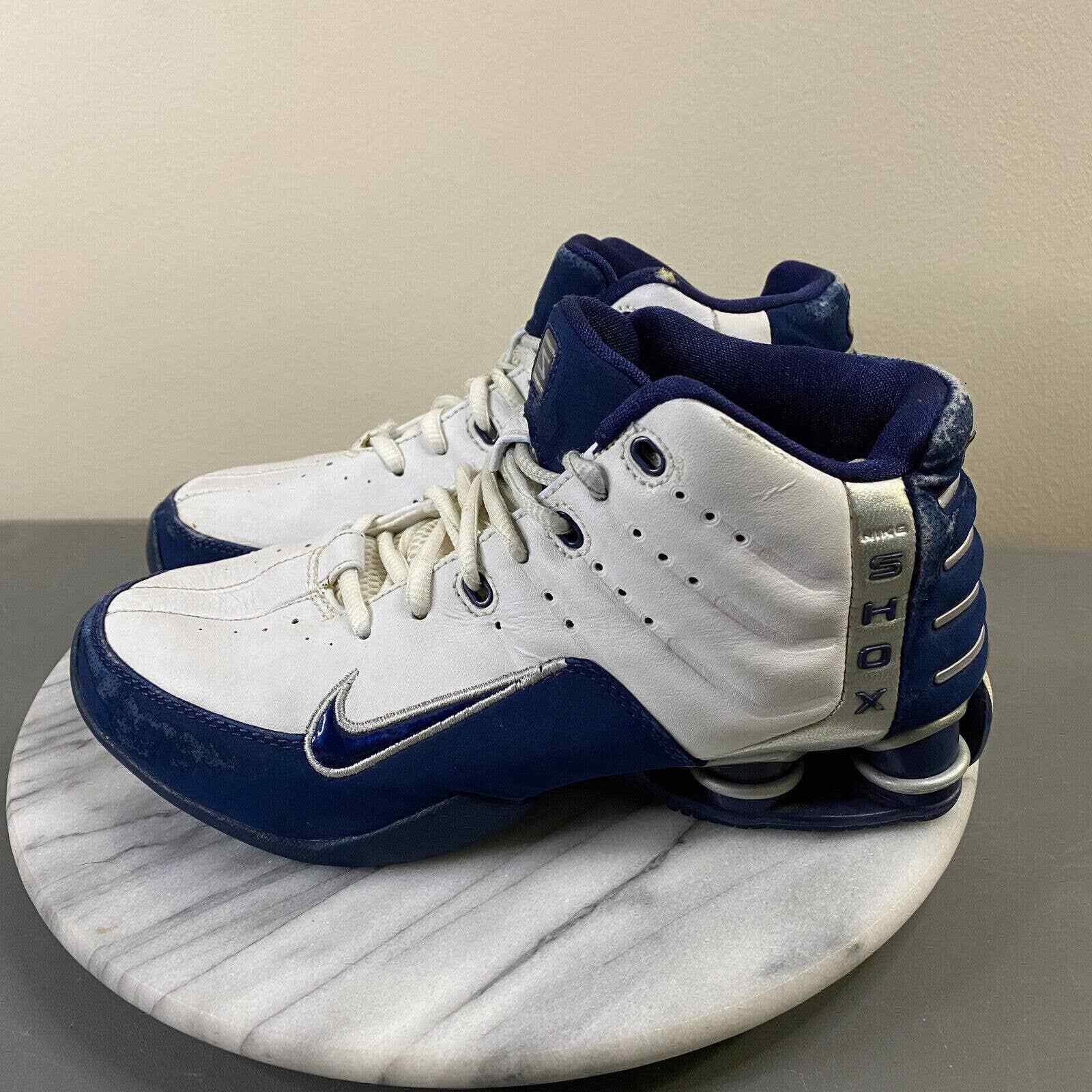 Nike Shox Elevate 308804-141 Mid Top Basketball Shoe White/Blue Youth Size 5