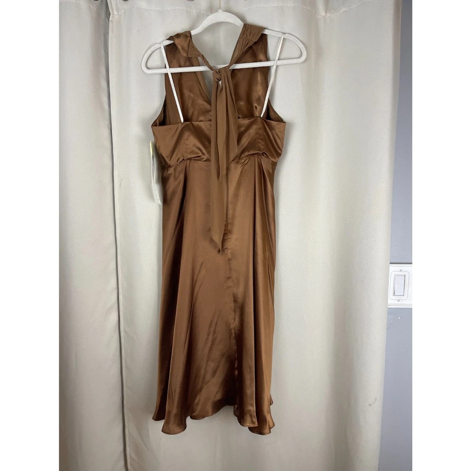 Vestido de cóctel Donna Ricco marrón bronce seda - Nuevo con etiquetas - Talla 14 Foto 2 de 4