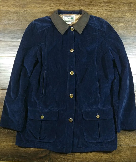 LL Bean Corduroy Chore Jacket Womens XL Blue Coat Hunting Barn Field Work | eBay