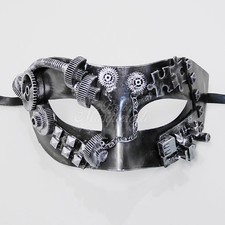 Steampunk Costume Theater Masquerade Mask for Men M39028 - Metallic Silver