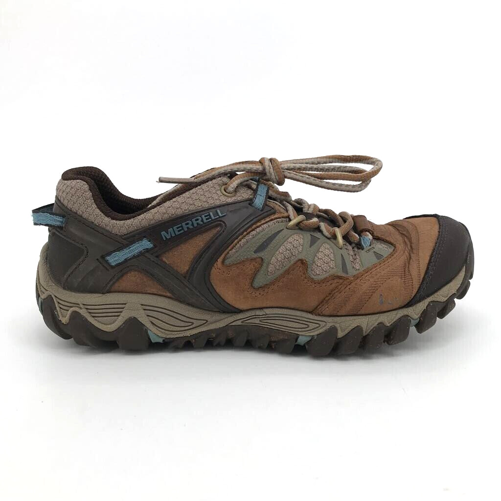 Merrell Womens All Out Blaze Hiking Shoes Brown Blue Trail Lace Up