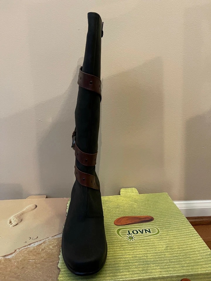 Botas hasta la rodilla Naot Allure - Cuero caramelo nobuck carbón aceitoso - Nuevas con etiquetas Talla 37 - EE. UU. 6 Foto 2 de 4